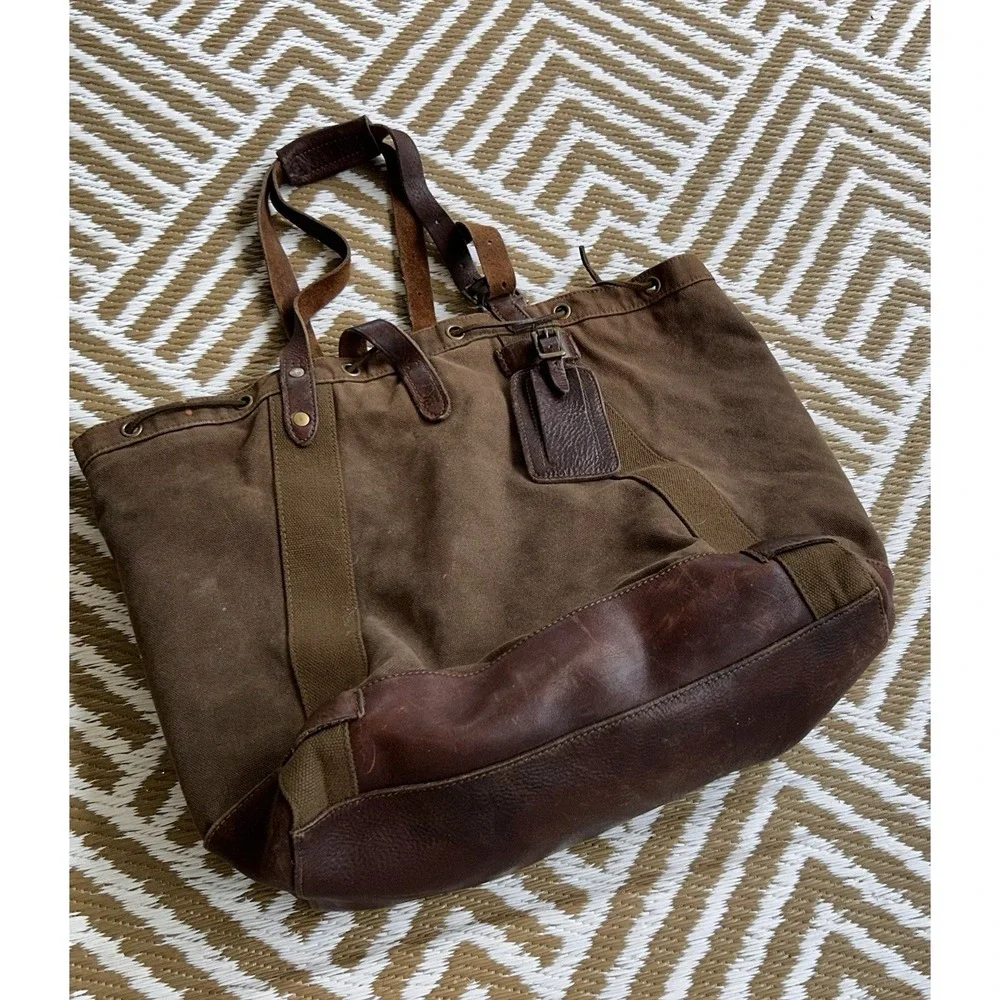 RARE 90's Polo Ralph Lauren military-style canvas leather rucksack commuter bag